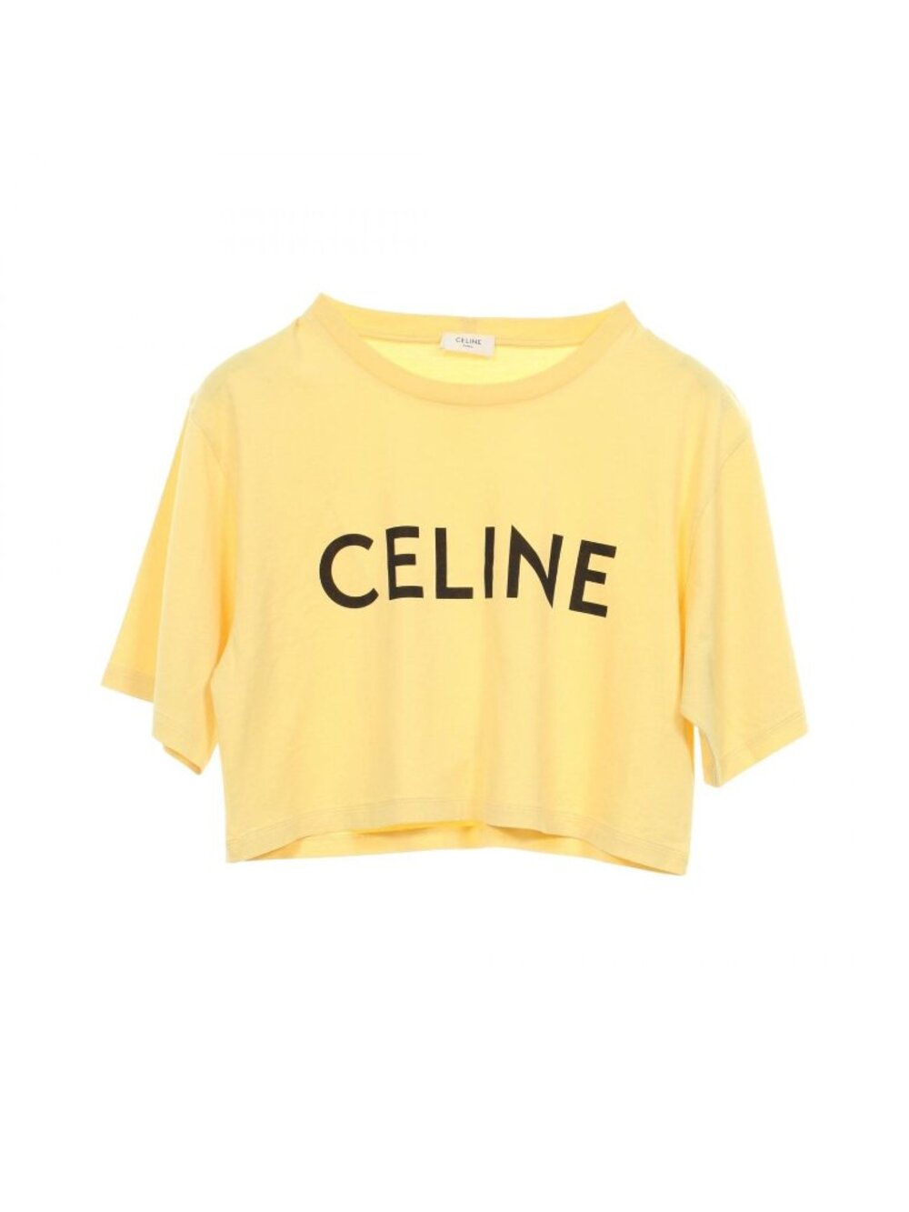 Celine Short Sleeve T-Shirt Logo Print Cropped Cotton